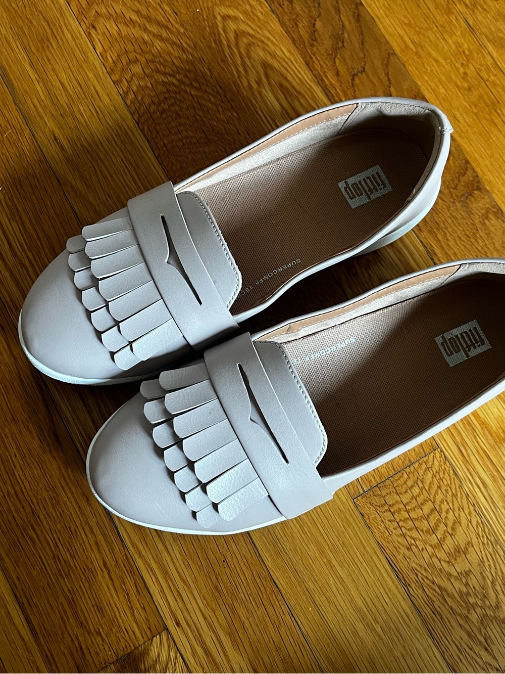 FitFlop Light Cream/Pink Fringe Penny Loafers